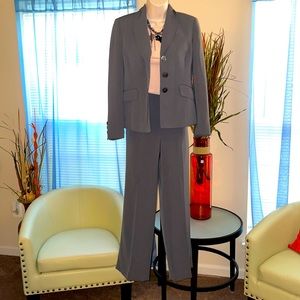 Kasper | Gray Pinstripe 2 Piece Pant Suit